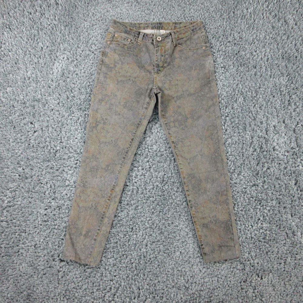 Tempo Paris Jeans Womens Small Gray Blue Faded Floral Tapered 27x25* '
